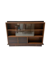 Art Deco Bookcase by Dutch Designer, Solid Oak & Macassar Ebony, 1930s